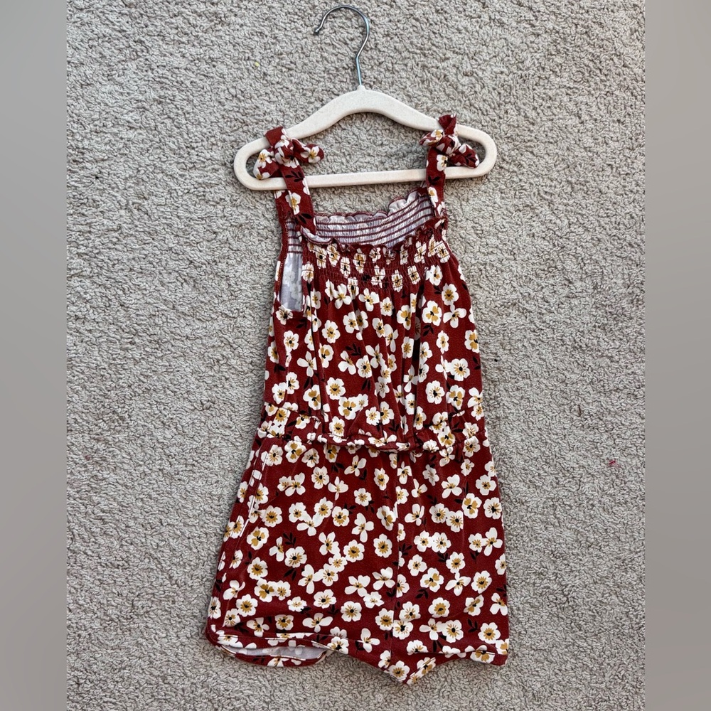 Little Sleepies Floral Kids ROMPER - Red and White